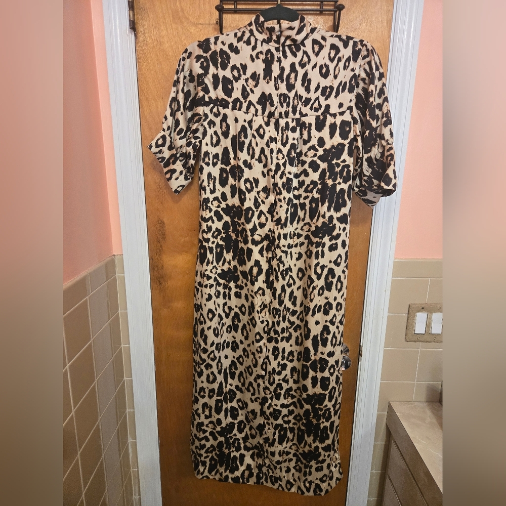NWT Zara Leopard Print Midi Dress - Picture 3 of 4